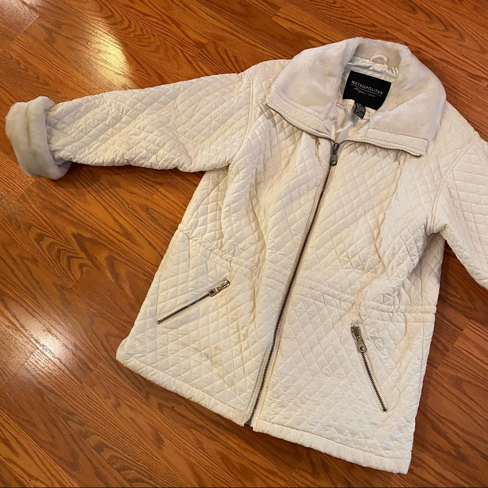 Vintage Y2K Quilted Cloud Coat Puffer Coat Faux Fur Coat Winter White Coat - Picture 2 of 15